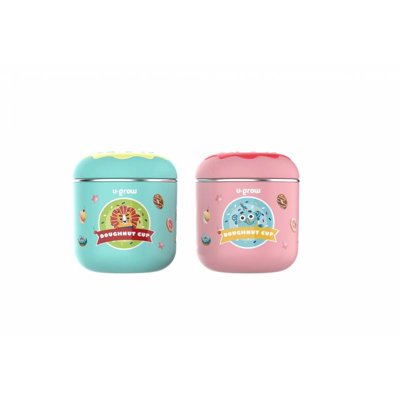 Jucarii, Copii si Bebe - Hrana si alaptare - Biberoane, suzete si accesorii hranire - Cani, pahare si accesorii bebe - Cana termos cu capac roz, 300ml,  U-Grow - Infinity.ro