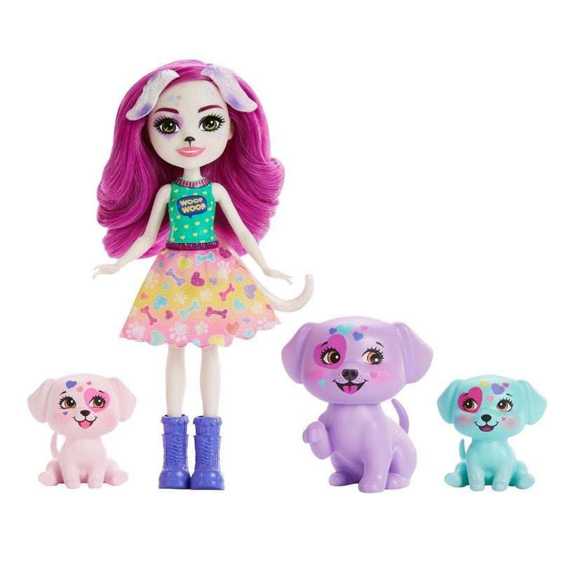 Jucarii, Copii si Bebe - Jucarii si jocuri - Papusi si accesorii - Papusi - Enchantimals City Tails Main Street familia Dessei Dalmatian - Infinity.ro