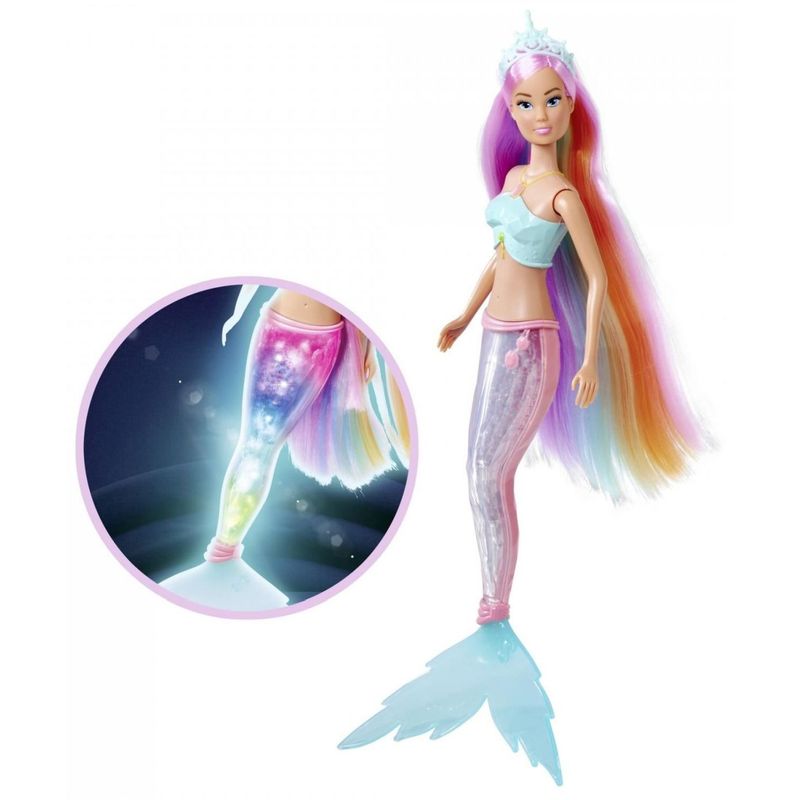 Jucarii, Copii si Bebe - Jucarii si jocuri - Papusi si accesorii - Papusi - Steffi Love papusa Steffi sirena magica curcubeu cu coada luminoasa 39 cm - Infinity.ro