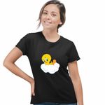 Fashion, accesorii si bijuterii - Femei - Imbracaminte femei - Tricouri si topuri femei - Tricou Femei Tweety Norisor, negru, marime S - Infinity.ro