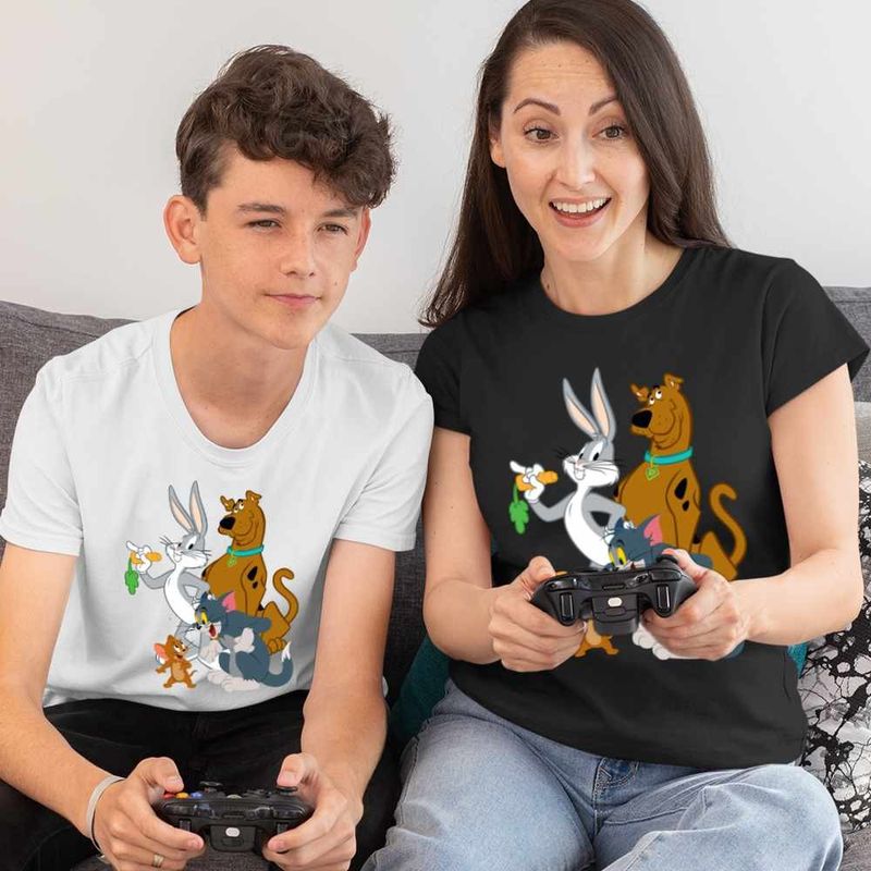 Fashion, accesorii si bijuterii - Femei - Imbracaminte femei - Tricouri si topuri femei - Tricou Femei Tom Jeryy Scooby Doo Bugs Bunny, alb, marime M - Infinity.ro