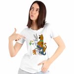 Fashion, accesorii si bijuterii - Femei - Imbracaminte femei - Tricouri si topuri femei - Tricou Femei Tom Jeryy Scooby Doo Bugs Bunny, alb, marime M - Infinity.ro
