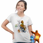 Fashion, accesorii si bijuterii - Femei - Imbracaminte femei - Tricouri si topuri femei - Tricou Femei Tom Jeryy Scooby Doo Bugs Bunny, alb, marime M - Infinity.ro
