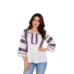 Fashion, accesorii si bijuterii - Femei - Imbracaminte femei - Camasi si bluze femei - Bluza dama SE26F alb/mov marimea S - Infinity.ro