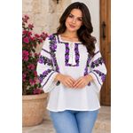 Fashion, accesorii si bijuterii - Femei - Imbracaminte femei - Camasi si bluze femei - Bluza dama SE26F alb/mov marimea S - Infinity.ro