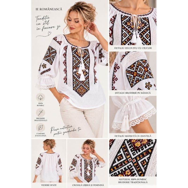 Fashion, accesorii si bijuterii - Femei - Imbracaminte femei - Camasi si bluze femei - Bluza dama SE26F alb/mov marimea S - Infinity.ro