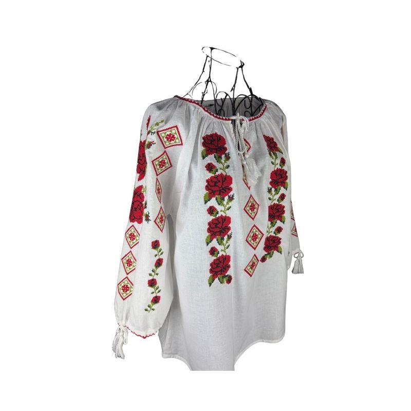 Fashion, accesorii si bijuterii - Femei - Imbracaminte femei - Camasi si bluze femei - Bluza dama SE26F alb/rosu marimea S - Infinity.ro
