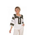 Fashion, accesorii si bijuterii - Femei - Imbracaminte femei - Camasi si bluze femei - Bluza dama SE26F alb/bej marimea S - Infinity.ro