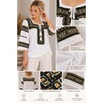 Fashion, accesorii si bijuterii - Femei - Imbracaminte femei - Camasi si bluze femei - Bluza dama SE26F alb/bej marimea S - Infinity.ro