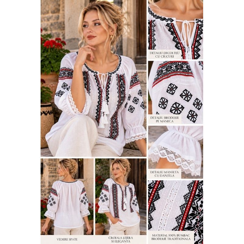 Fashion, accesorii si bijuterii - Femei - Imbracaminte femei - Camasi si bluze femei - Bluza dama SE26F alb/negru marimea S - Infinity.ro