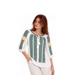 Fashion, accesorii si bijuterii - Femei - Imbracaminte femei - Camasi si bluze femei - Bluza dama SE26F alb/verde marimea S - Infinity.ro