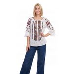 Fashion, accesorii si bijuterii - Femei - Imbracaminte femei - Camasi si bluze femei - Bluza dama SE26F alb/olive marimea S - Infinity.ro