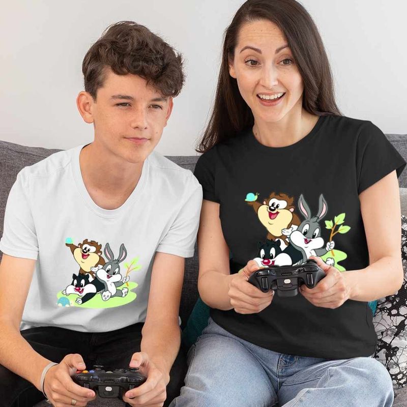 Fashion, accesorii si bijuterii - Femei - Imbracaminte femei - Tricouri si topuri femei - Tricou Femei Bugs Bunny Diavol Tasmanian Daffy Duck Bebelusi Taz, alb, marime S - Infinity.ro