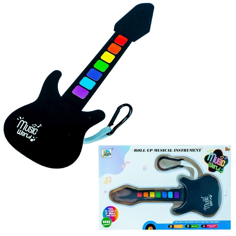 Jucarii, Copii si Bebe - Jucarii si jocuri - Jucarii de rol - Instrumente muzicale de jucarie - Mini Chitara Interactiva pentru Copii cu Sunete si Melodii, 7 Butoane Muzicale, Gat Flexibil din Cauciuc - Infinity.ro