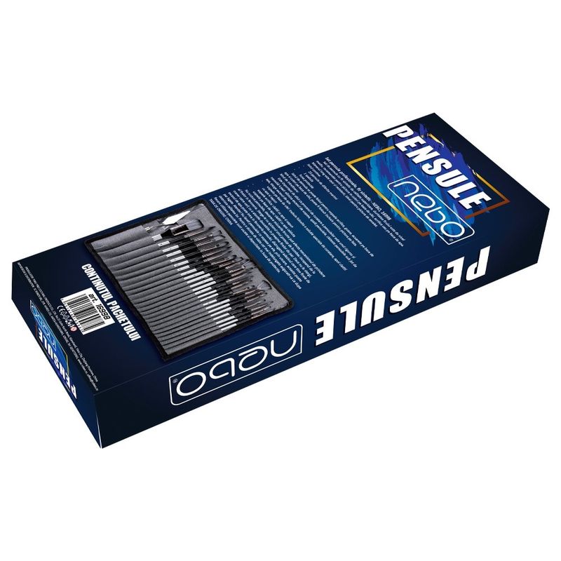 Carti si Birotica - Rechizite - Pictura si desen - Pensule si accesorii pictura - Set 23 Pensule Profesionale Pictura NEBO cu Spatula si Husa Protectie, pentru Ulei, Acrilic si Acuarela - Infinity.ro