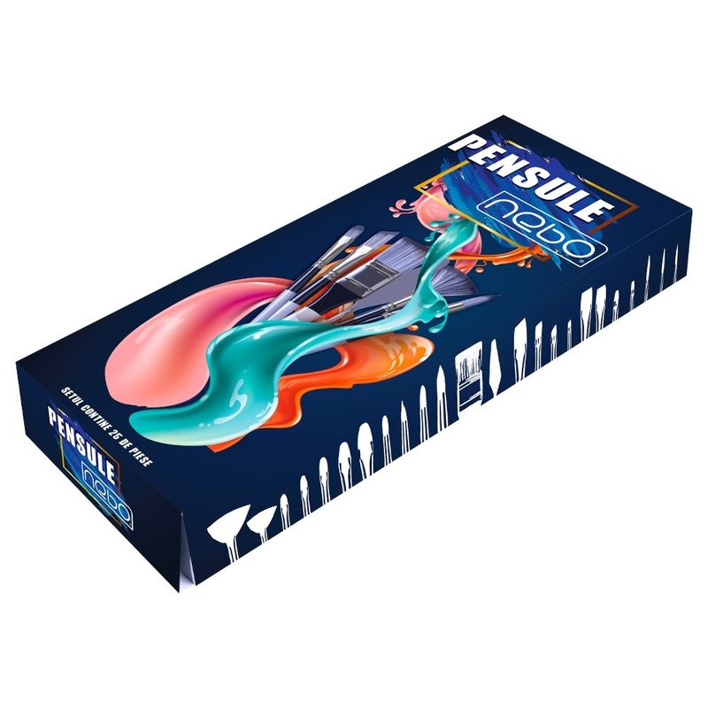 Carti si Birotica - Rechizite - Pictura si desen - Pensule si accesorii pictura - Set 23 Pensule Profesionale Pictura NEBO cu Spatula si Husa Protectie, pentru Ulei, Acrilic si Acuarela - Infinity.ro