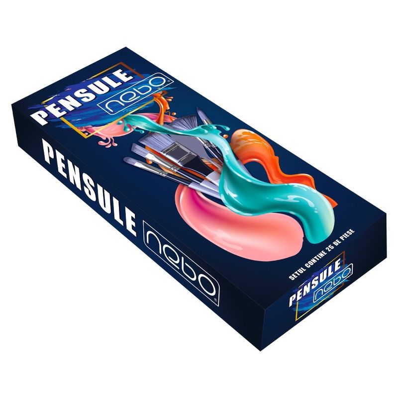 Carti si Birotica - Rechizite - Pictura si desen - Pensule si accesorii pictura - Set 23 Pensule Profesionale Pictura NEBO cu Spatula si Husa Protectie, pentru Ulei, Acrilic si Acuarela - Infinity.ro