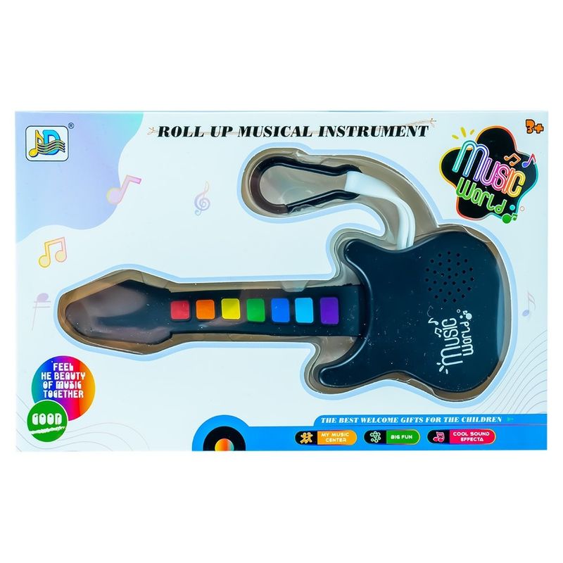 Jucarii, Copii si Bebe - Jucarii si jocuri - Jucarii de rol - Instrumente muzicale de jucarie - Mini Chitara Interactiva pentru Copii cu Sunete si Melodii, 7 Butoane Muzicale, Gat Flexibil din Cauciuc - Infinity.ro
