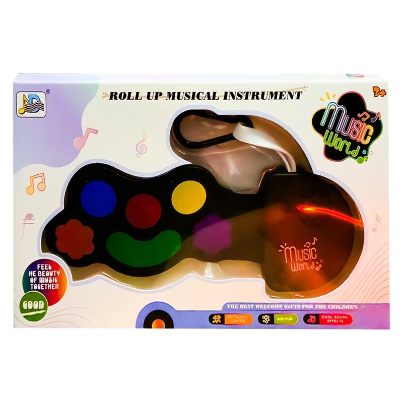 Jucarii, Copii si Bebe - Jucarii si jocuri - Jucarii de rol - Instrumente muzicale de jucarie - Mini Tobita Interactiva pentru Copii cu Baterie, Covoras Flexibil din Cauciuc cu 6 Sunete de Percutie - Infinity.ro