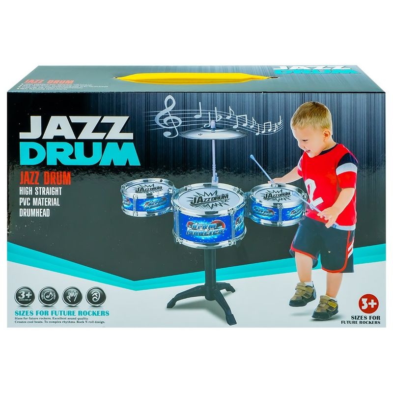 Jucarii, Copii si Bebe - Jucarii si jocuri - Jucarii de rol - Instrumente muzicale de jucarie - Set Tobe Muzicale de Jucarie pentru Copii cu Talger Metalic, 3 Tobe Tom-Tom si 2 Bete, Suport Asamblabil, 3 ani+ - Infinity.ro