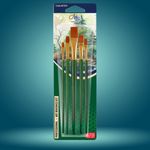 Carti si Birotica - Rechizite - Pictura si desen - Pensule si accesorii pictura - Set 5 Pensule Profesionale cu Varf Tesit ARTLINE, Marimi 2-12, Fire Sintetice Flexibile, Maner din Lemn Verde - Infinity.ro