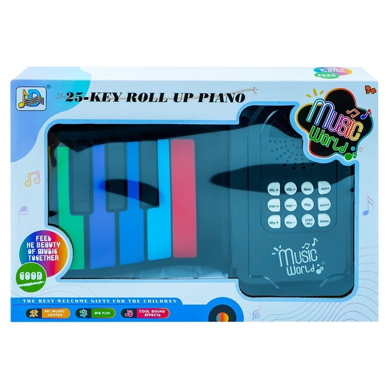 Jucarii, Copii si Bebe - Jucarii si jocuri - Jucarii de rol - Instrumente muzicale de jucarie - Orga Electronica Flexibila Roll-Up pentru Copii, 25 Clape Curcubeu din Cauciuc, Difuzor Integrat - Infinity.ro
