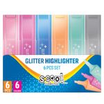 Carti si Birotica - Birotica - Instrumente de scris - Markere si carioci - Set 6 Textmarkere cu Sclipici S-COOL, Efect Sidefat Stralucitor, Varf Tesit 1-4.7 mm, Cerneala Lavabila pe Baza de Apa - Infinity.ro