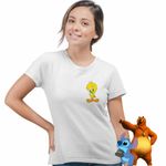Fashion, accesorii si bijuterii - Femei - Imbracaminte femei - Tricouri si topuri femei - Tricou Femei Tweety Looney Tunes, alb, marime S - Infinity.ro