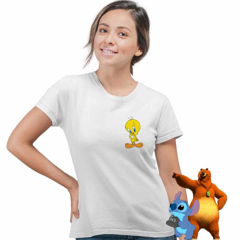 Fashion, accesorii si bijuterii - Femei - Imbracaminte femei - Tricouri si topuri femei - Tricou Femei Tweety Looney Tunes, alb, marime S - Infinity.ro