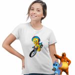 Fashion, accesorii si bijuterii - Femei - Imbracaminte femei - Tricouri si topuri femei - Tricou Femei Tweety Bicicleta, alb, marime 2XL - Infinity.ro