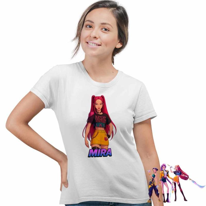 Fashion, accesorii si bijuterii - Femei - Imbracaminte femei - Tricouri si topuri femei - Tricou Femei Huntrix Mira Kpop Demon Hunters, alb, marime XL - Infinity.ro