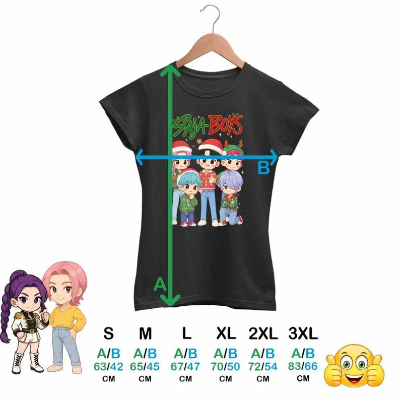Fashion, accesorii si bijuterii - Femei - Imbracaminte femei - Tricouri si topuri femei - Tricou Femei Huntrix Saja Boys Craciun Kpop, negru, marime 3XL - Infinity.ro