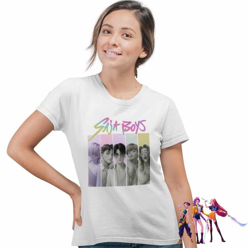 Fashion, accesorii si bijuterii - Femei - Imbracaminte femei - Tricouri si topuri femei - Tricou Femei Huntrix Saja Boys Legends Kpop, alb, marime 2XL - Infinity.ro