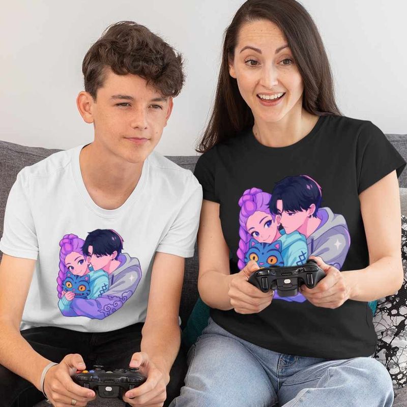 Fashion, accesorii si bijuterii - Femei - Imbracaminte femei - Tricouri si topuri femei - Tricou Femei Huntrix Saja Love Kpop Demon Hunters, alb, marime 3XL - Infinity.ro