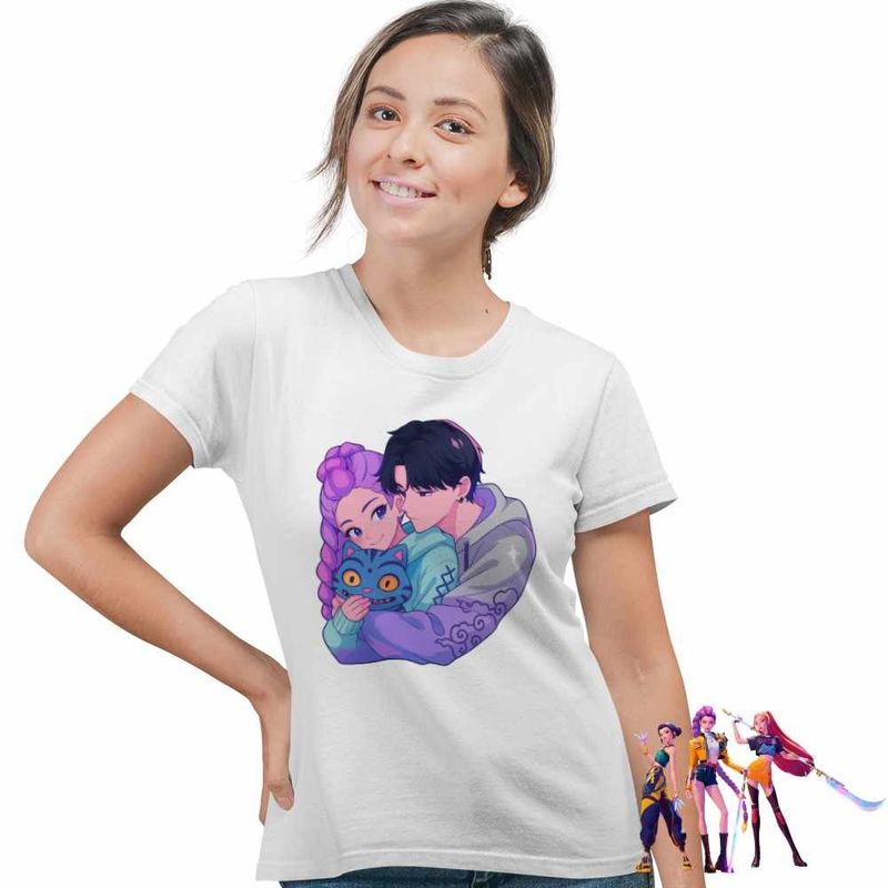 Fashion, accesorii si bijuterii - Femei - Imbracaminte femei - Tricouri si topuri femei - Tricou Femei Huntrix Saja Love Kpop Demon Hunters, alb, marime 3XL - Infinity.ro