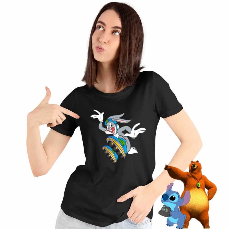 Fashion, accesorii si bijuterii - Femei - Imbracaminte femei - Tricouri si topuri femei - Tricou Femei Bugs Bunny Role, negru, marime 3XL - Infinity.ro