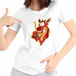 Fashion, accesorii si bijuterii - Femei - Imbracaminte femei - Tricouri si topuri femei - Tricou Femei Mulan Mushu Crikee, alb, marime S - Infinity.ro