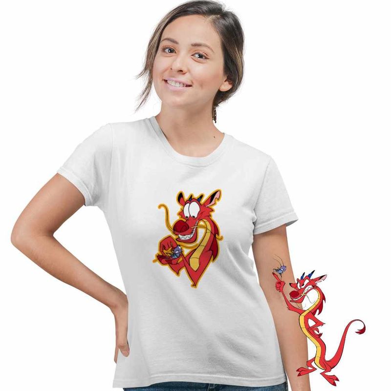 Fashion, accesorii si bijuterii - Femei - Imbracaminte femei - Tricouri si topuri femei - Tricou Femei Mulan Mushu Crikee, alb, marime S - Infinity.ro