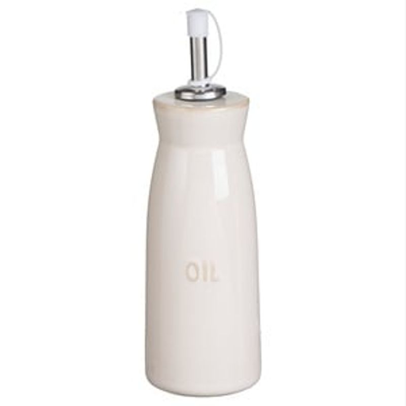 Casa si Gradina - Bucatarie si vesela - Ustensile bucatarie - Oliviere - Recipient Ceramic Bej Stil Nordic cu Picurator Metalic pentru Ulei - Infinity.ro