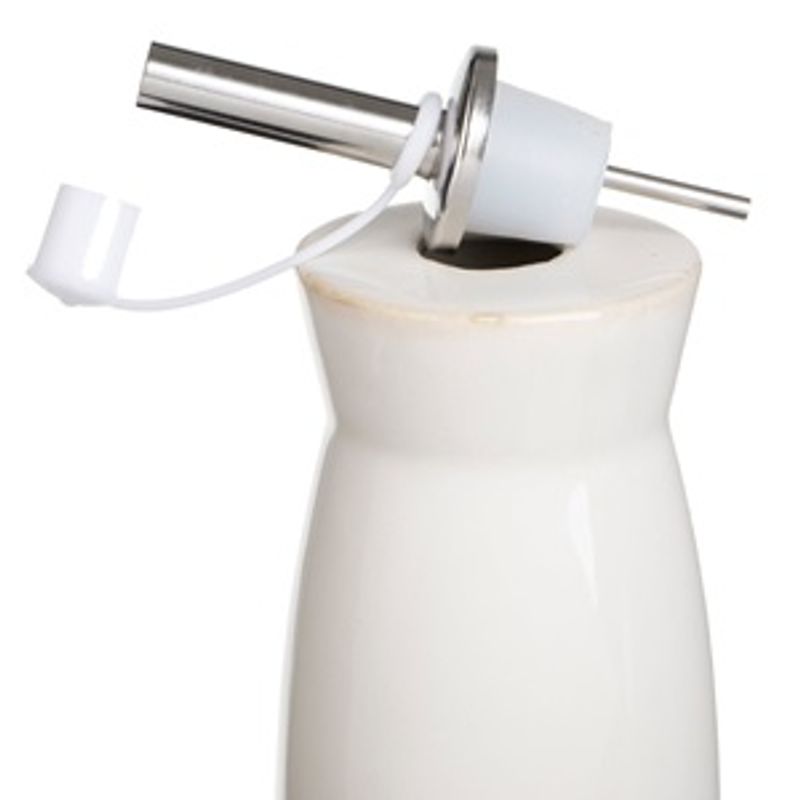 Casa si Gradina - Bucatarie si vesela - Ustensile bucatarie - Oliviere - Recipient Ceramic Bej Stil Nordic cu Picurator Metalic pentru Ulei - Infinity.ro