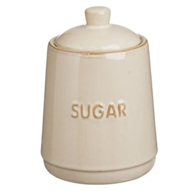 Casa si Gradina - Bucatarie si vesela - Organizare si depozitare bucatarie - Borcane si capace - Recipient Ceramic Bej Nordic Style cu Capac pentru Zahar - Infinity.ro