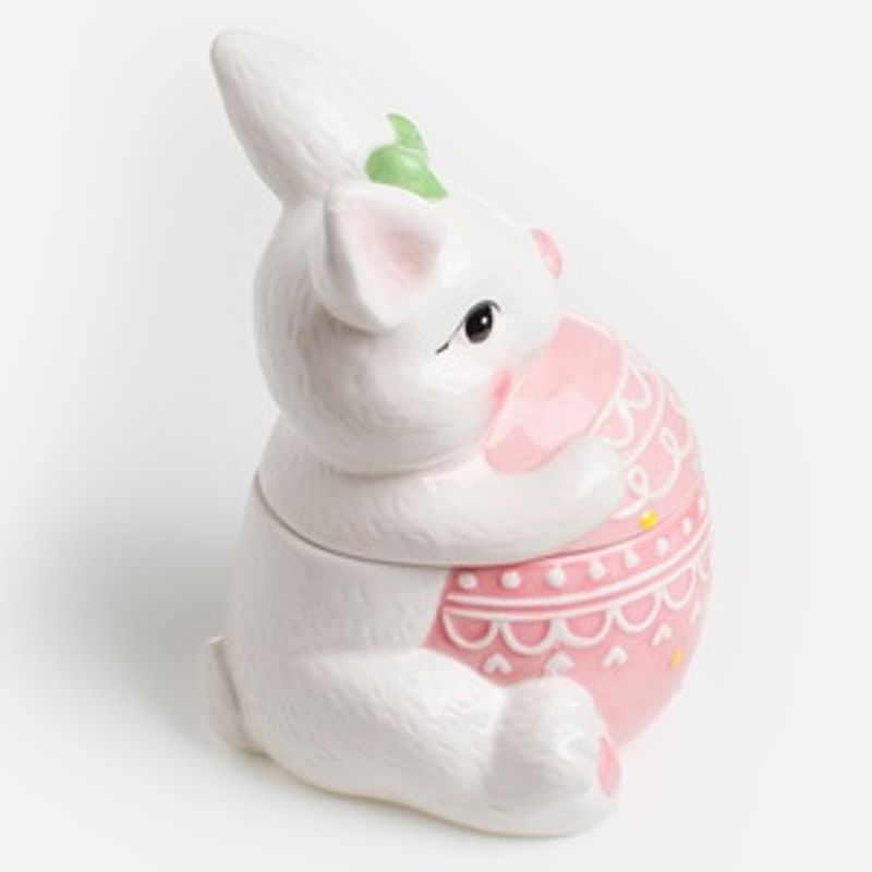 Casa si Gradina - Bucatarie si vesela - Organizare si depozitare bucatarie - Cutii alimentare - Recipient pentru biscuiti din ceramica, forma de iepure, 18x16x23cm, Alb - Infinity.ro