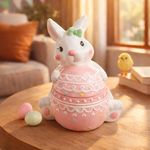 Casa si Gradina - Bucatarie si vesela - Organizare si depozitare bucatarie - Cutii alimentare - Recipient pentru biscuiti din ceramica, forma de iepure, 18x16x23cm, Alb - Infinity.ro