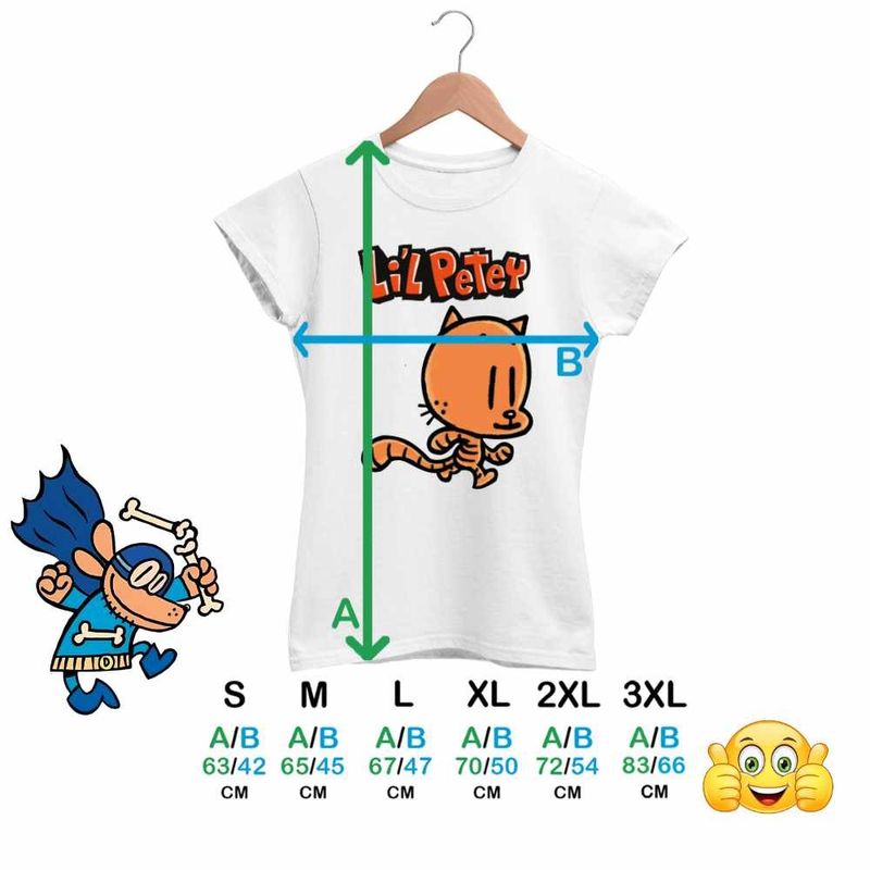 Fashion, accesorii si bijuterii - Femei - Imbracaminte femei - Tricouri si topuri femei - Tricou Femei Dog Man Lil Petey Pisica Dav Pilkey, alb, marime 3XL - Infinity.ro