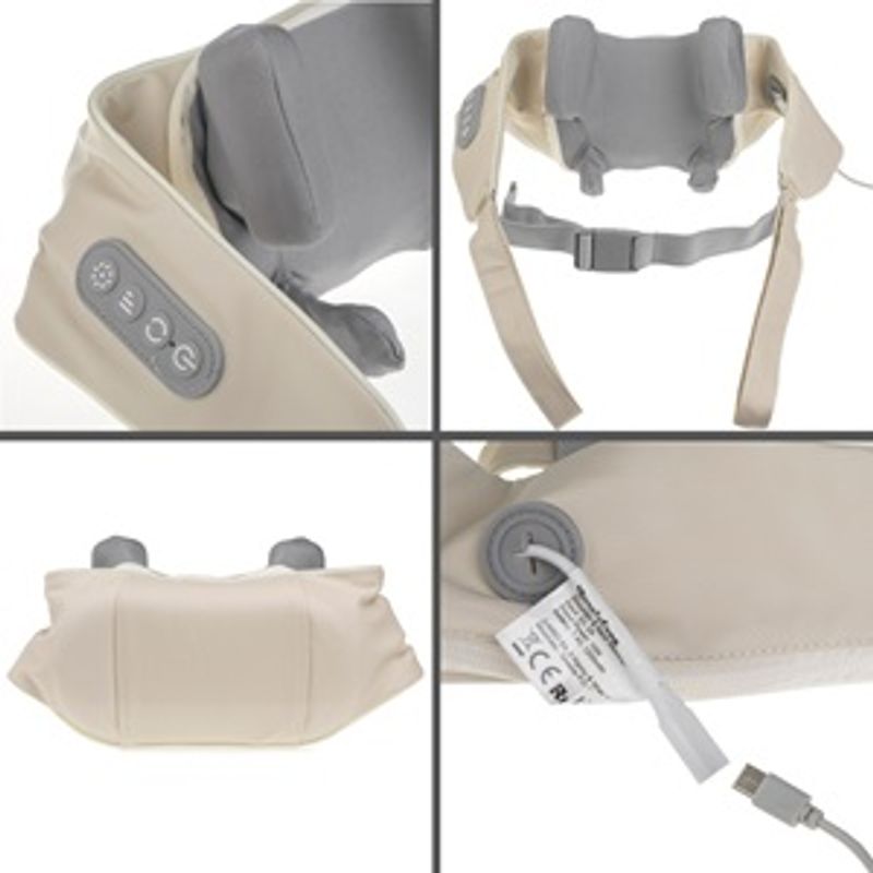 Ingrijire personala si Cosmetice - Sanatate si wellness - Articole wellness - Aparate si dispozitive de masaj - Aparat de masaj pentru gat si spate, USB, 10W, Bej - Infinity.ro