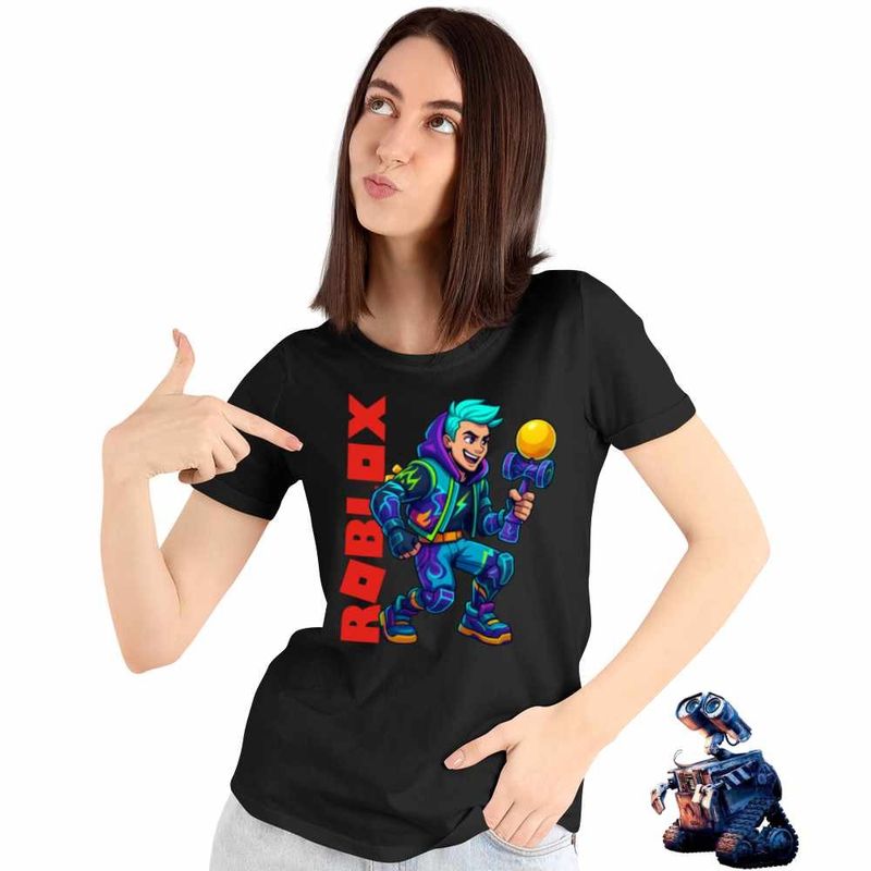 Fashion, accesorii si bijuterii - Femei - Imbracaminte femei - Tricouri si topuri femei - Tricou Femei Kendama Roblox Skin, negru, marime S - Infinity.ro
