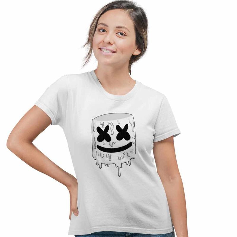 Fashion, accesorii si bijuterii - Femei - Imbracaminte femei - Tricouri si topuri femei - Tricou Femei Marshmello Melting, alb, marime 3XL - Infinity.ro