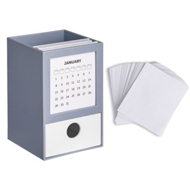 Carti si Birotica - Birotica - Accesorii de birou - Suporturi accesorii birou - Suport pentru pixuri din plastic cu sertar si calendar, Gri, 13x8x7,9 cm - Infinity.ro