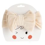 Fashion, accesorii si bijuterii - Copii - Accesorii copii - Accesorii pentru par copii - Bentita pentru par cu fundita dubla, catifea ribbed, ecru, copii - Infinity.ro