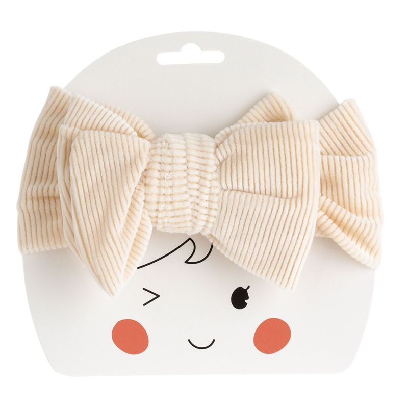 Fashion, accesorii si bijuterii - Copii - Accesorii copii - Accesorii pentru par copii - Bentita pentru par cu fundita dubla, catifea ribbed, ecru, copii - Infinity.ro